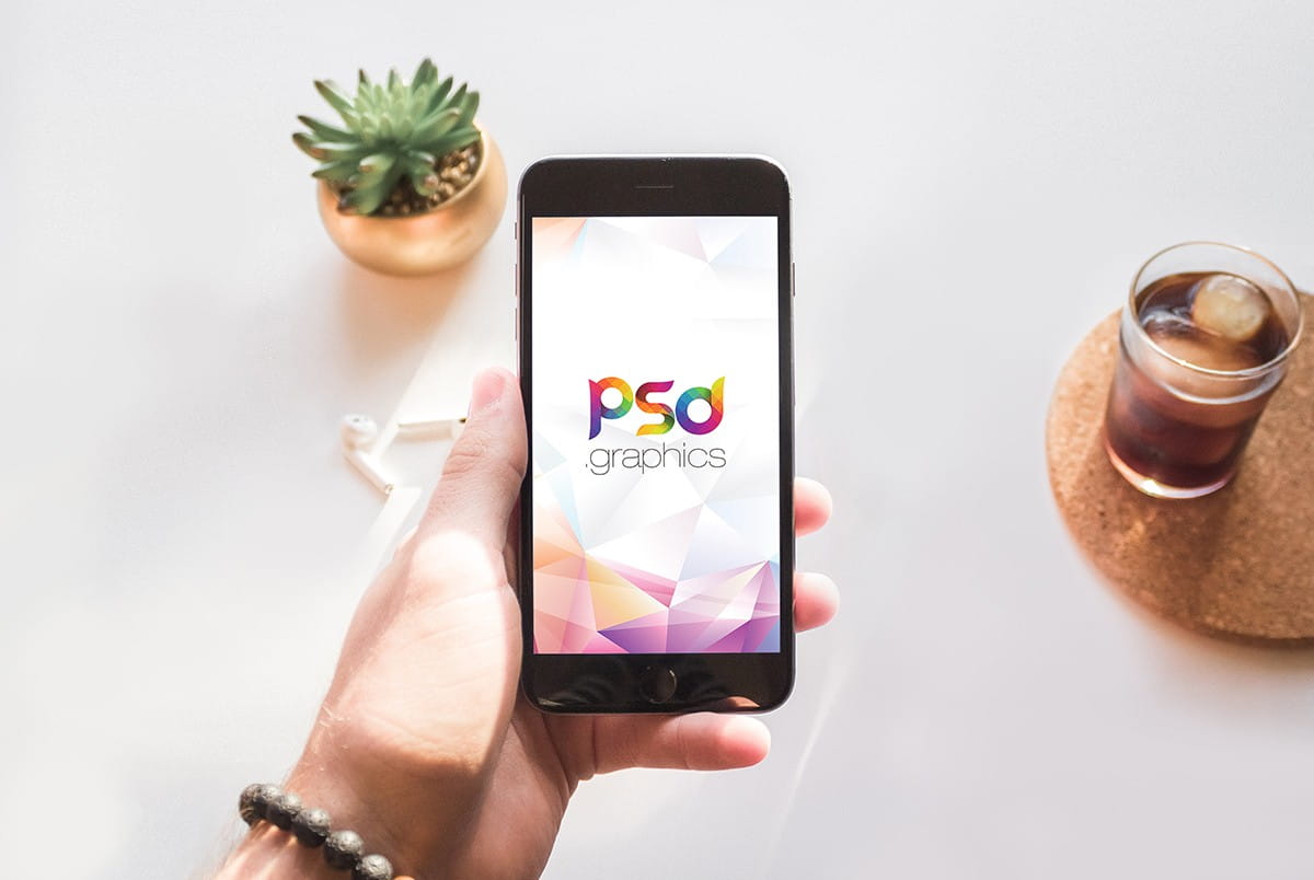 Hand Holding iPhone Mockup PSD psd file