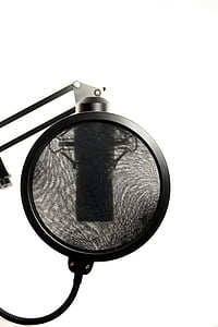black pop filter attached on condenser microphone thumbnail