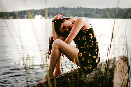 women's black and yellow floral top thumbnail