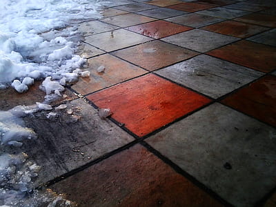 ice on red and brown checked surface thumbnail