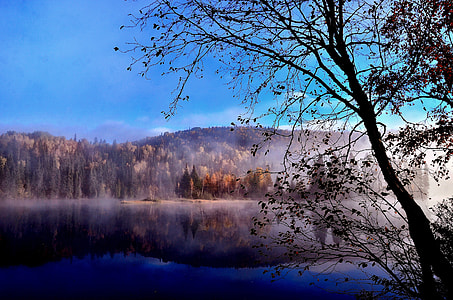 Lake and Mountains landscape in Quebec, Canada thumbnail