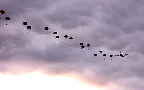 person diving with parachute on sky thumbnail