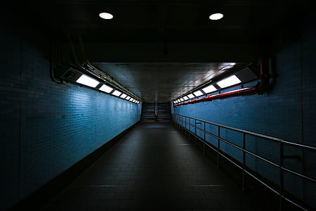 blue painted wall of corridor thumbnail
