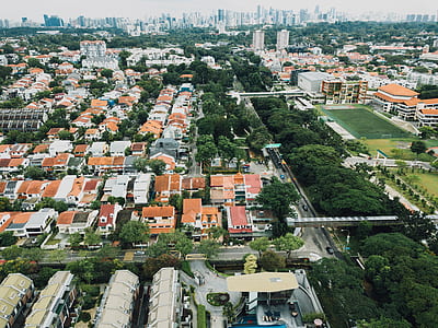 top view photography of village during daytime thumbnail