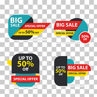 Sales Logo Banner, Colorful shopping sale flyer poster brochure template, discount sale elements for advertising, four Big Sale Special Offer stickers PNG clipart
