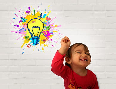 Cute Little Girl Raising Finger - Imagination and Creativity thumbnail