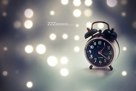 black and grey double bell alarm clock thumbnail