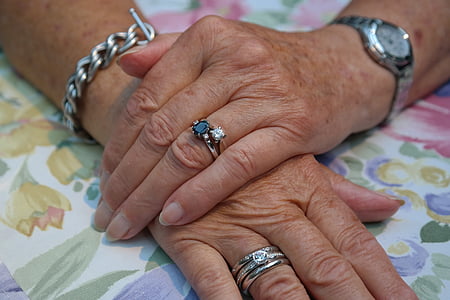 person wearing two silver-colored rings thumbnail