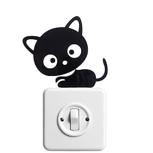 white flip switch with black kitten sticker thumbnail
