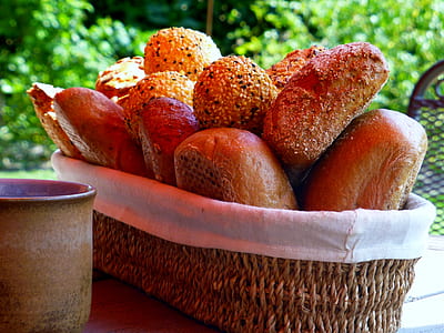 baked bread on oval wicker basket thumbnail