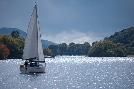 white boat on body of water near island thumbnail