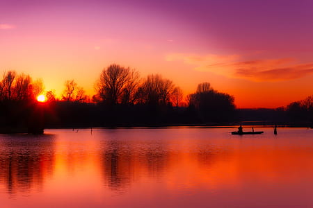 fishing, dawn, landscape, sky thumbnail