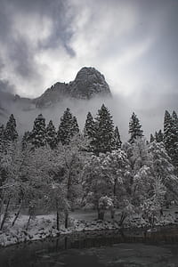 mountain covered in white fog thumbnail