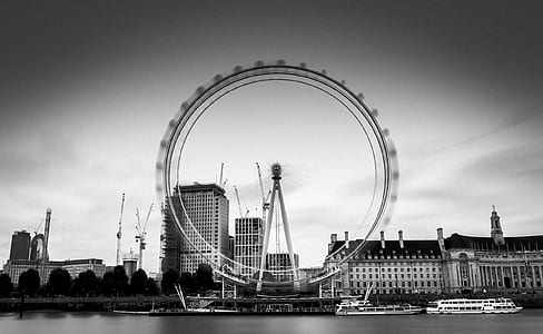 black-and-white, sky, landmark, water thumbnail