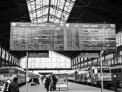 black-and-white, city, people, building thumbnail