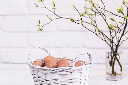 close-up photography of organic eggs inside white basket thumbnail