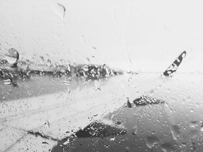 black-and-white, traveling, travelling, rainy thumbnail
