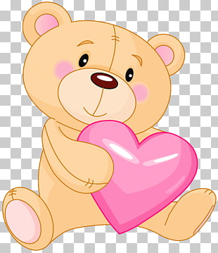 Teddy bear Giant panda , Transparent Cute Teddy with Pink Heart , brown teddy bear illustration PNG clipart