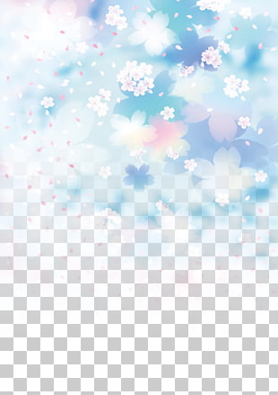 Blue flower Blue flower Sky Blue , Blue Dream cherry background, pink and white petaled flowers art PNG clipart
