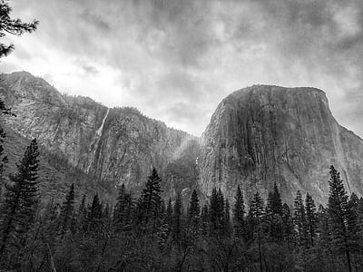 black-and-white, landscape, mountains, nature thumbnail