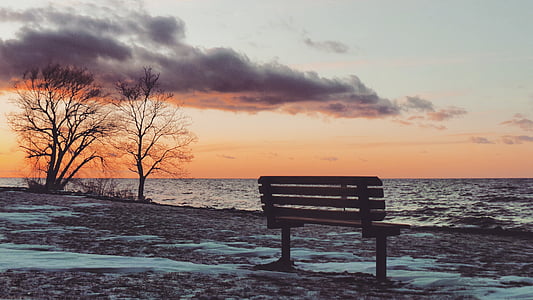 brown park bench across horizon thumbnail