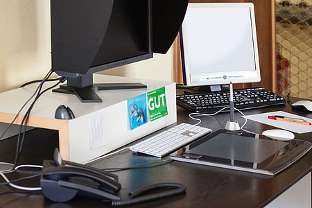 flat screen monitor turned off on desk thumbnail
