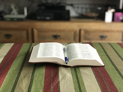 blue pen on book page open thumbnail
