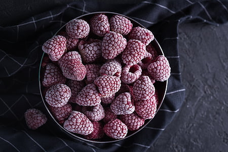 raspberries in gray steel bowl thumbnail