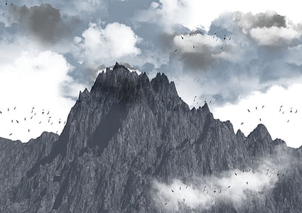 grayscale photo of mountain thumbnail