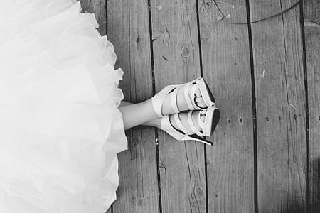 grayscale photo of pair of open-toe stilettos thumbnail