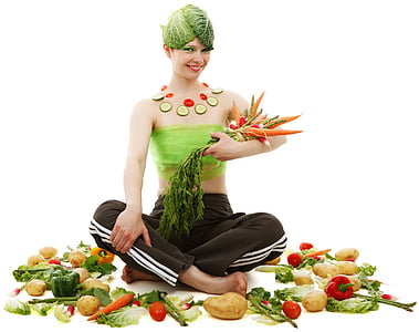 women holding carrots while surrounded by vegetables thumbnail