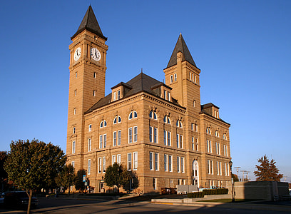 Tipton County courthouse from a distance in the light, Indiana thumbnail