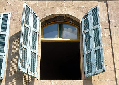 opened gray wooden windows thumbnail