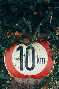Red and White 10 Km Sign thumbnail