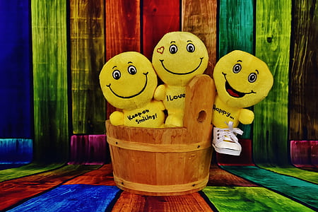 three yellow plush toys on brown wooden bucket thumbnail