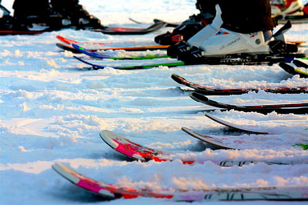 ski blades on snow ground thumbnail