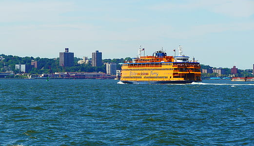 State Island ferry makes the 5 mile crossing between Lower Manhattan and St. George Terminal on Staten Island in about 25 minutes. The crossing provides one of the best views of Lower Manhattan, Statue of Liberty and Ellis Island ... and it s all free. thumbnail