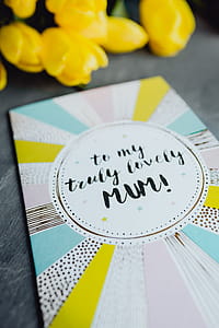 Mother`s Day card with colorful tulip flowers thumbnail