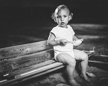 child, childhood, baby, black and white thumbnail