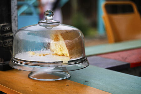 baked cake inside cake dome thumbnail