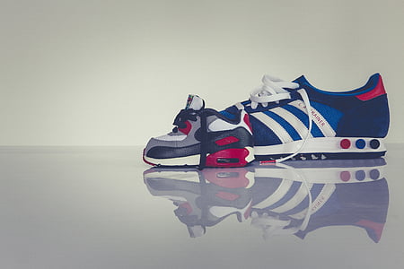 two multicolored sneakers on focus photo thumbnail
