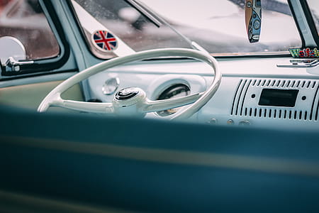 Classic White Vehicle Steering Wheel thumbnail