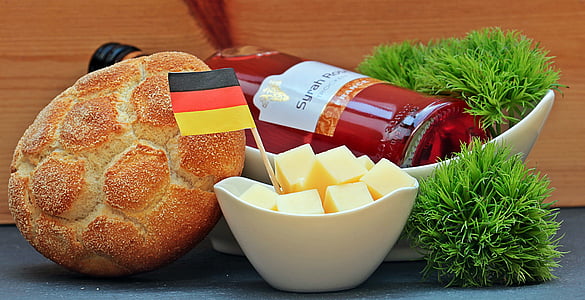 liquor bottle, bread and sliced cheese thumbnail
