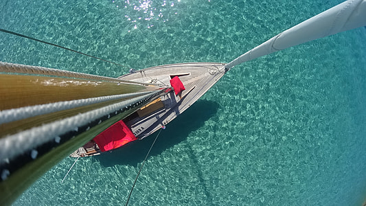 aerial view of white sailboat thumbnail