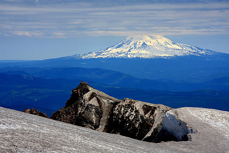 Mountain and Volcano with snow-capped in the landscape thumbnail
