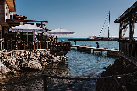 Fishing boats berthed in the marina of Old Town of Nessebar, Bulgaria thumbnail