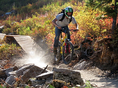 person riding yellow bicycle doing stunt thumbnail