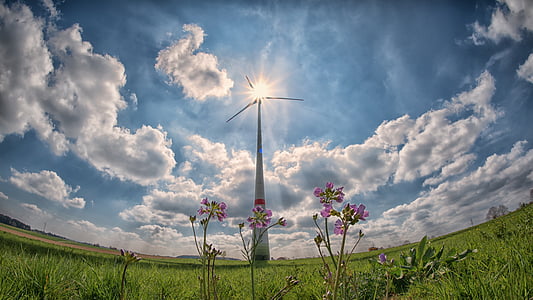worm's eye photo of white wind turbine thumbnail