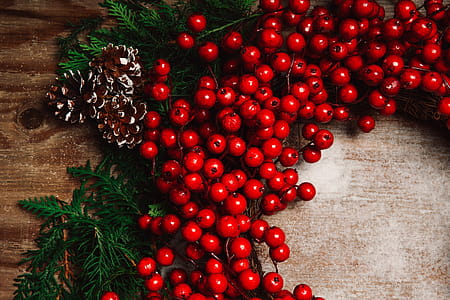 Holiday Berry Decor On Wood Photo thumbnail