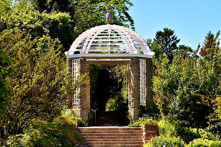 white and brown gazebo near trees thumbnail